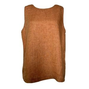 Eileen Fisher Women’s Orange Delave Linen Sleeveless Tank - Medium